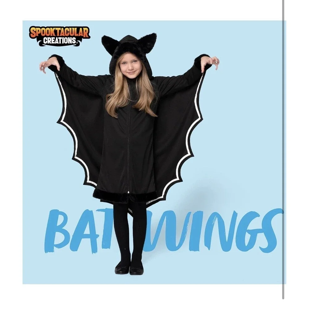 Bat costume Halloween Bat Wings Medium 8-10 Year old nwt Spooktacular Creations